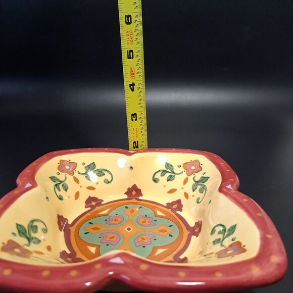 Partylite Tuscan Bohemian Spice Ceramic Candle Holder Floral Design Square - Picture 2 of 9